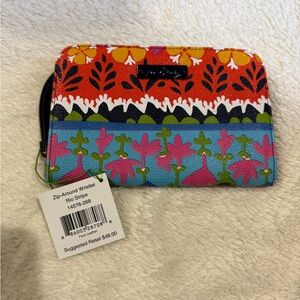 Vera Bradley Floral Stripe Zip-Around Wristlet - Rio Stripe pattern